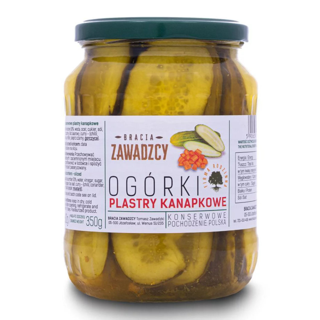 Bracia Zawadzcy Pickles Slices -Ogórki Plastry Kanapkowe 680g