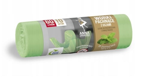 Anna Zaradna Worki Na Śmieci Z Uszami O Zapachu Miętowym 60L 10szt