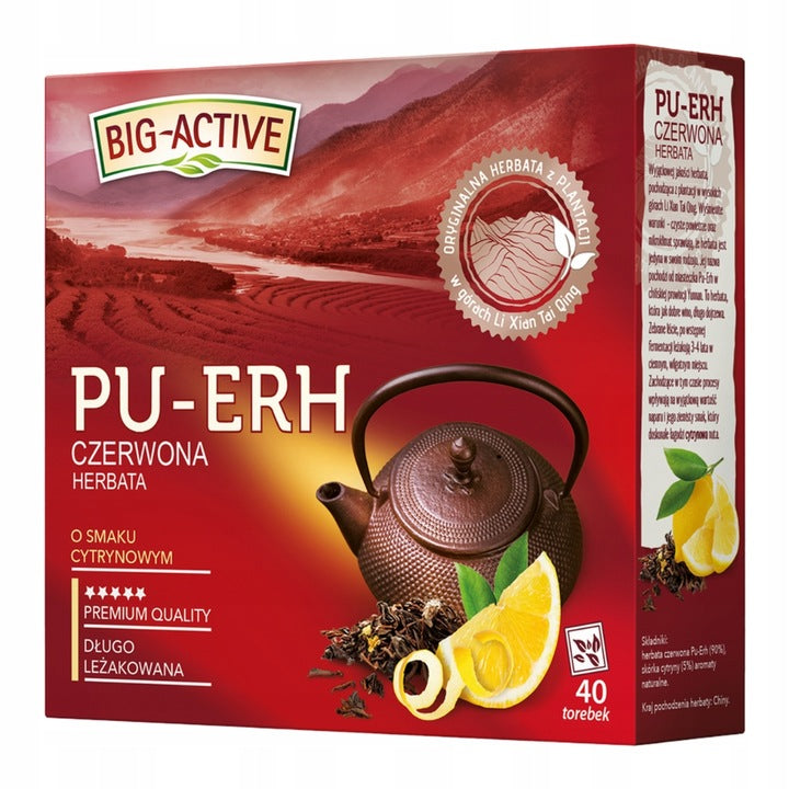 Big-Active Pu-Erh Herbata Czerwona O Smaku Cytrynowym 72g