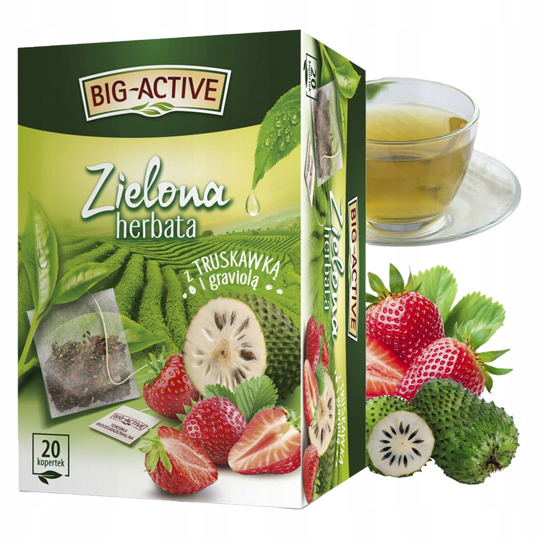 Big Active Herbata Zielona Z Truskawką I Graviolą 20t