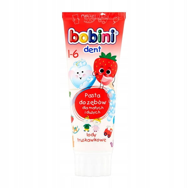 Bobini Pasta Do Zębów Dla Dzieci 1-6 lat Lody Truskawkowe 75ml