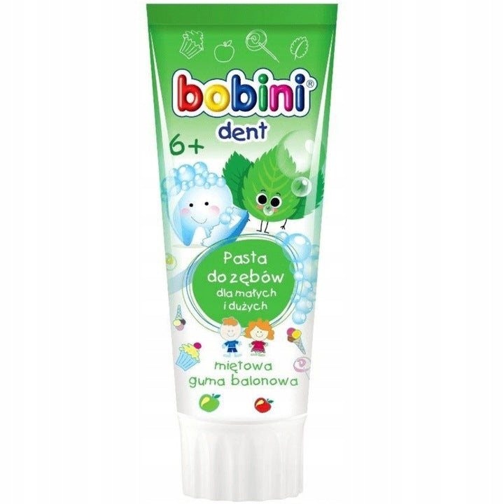 Bobini Pasta Do Zębów Dla Dzieci  6+lat Miętowa Guma Balonowa 75ml