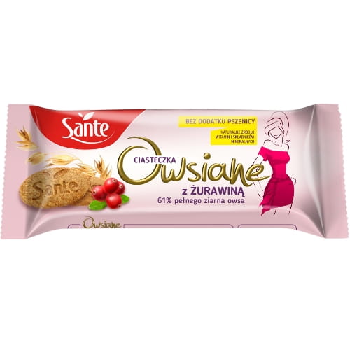 Sante Ciasteczka Owsiane Z Żurawiną 135g
