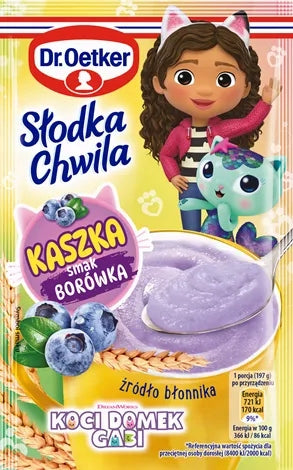 Dr. Oetker Słodka Chwila Kaszka Manna Smak Borówka Koci Domek Gabi 47g
