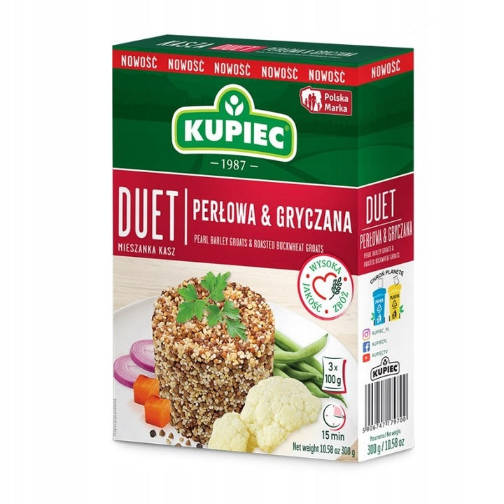 Kupiec Duet Kasza Jęczmienna Perłowa K kasza Gryczana Prażona 3x100g