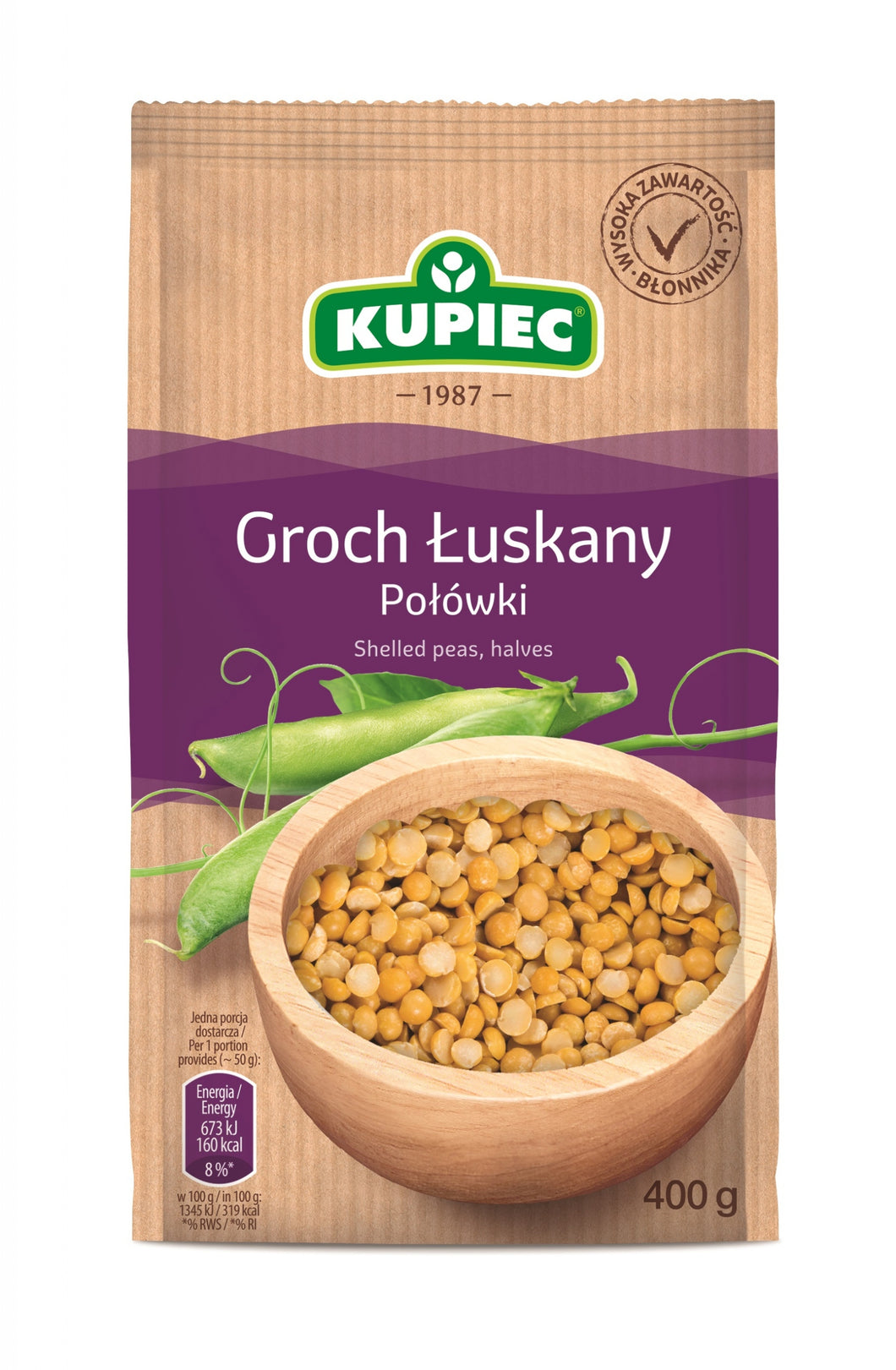 Kupiec Groch Łuskany Połówki 400g