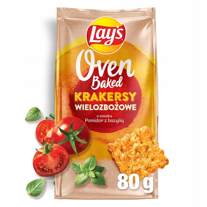 Lay's Lays Oven Baked Krakersy O Smaku Pomidorów Z Bazylią 80g
