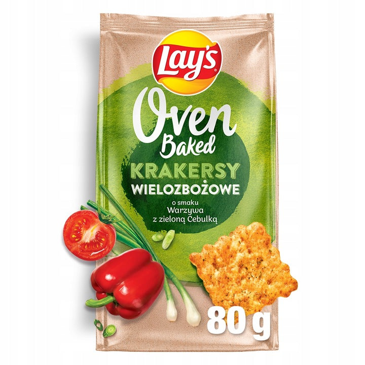 Lay's Lays Oven Baked Krakersy O Smaku Zielonej  Cebulki 80g