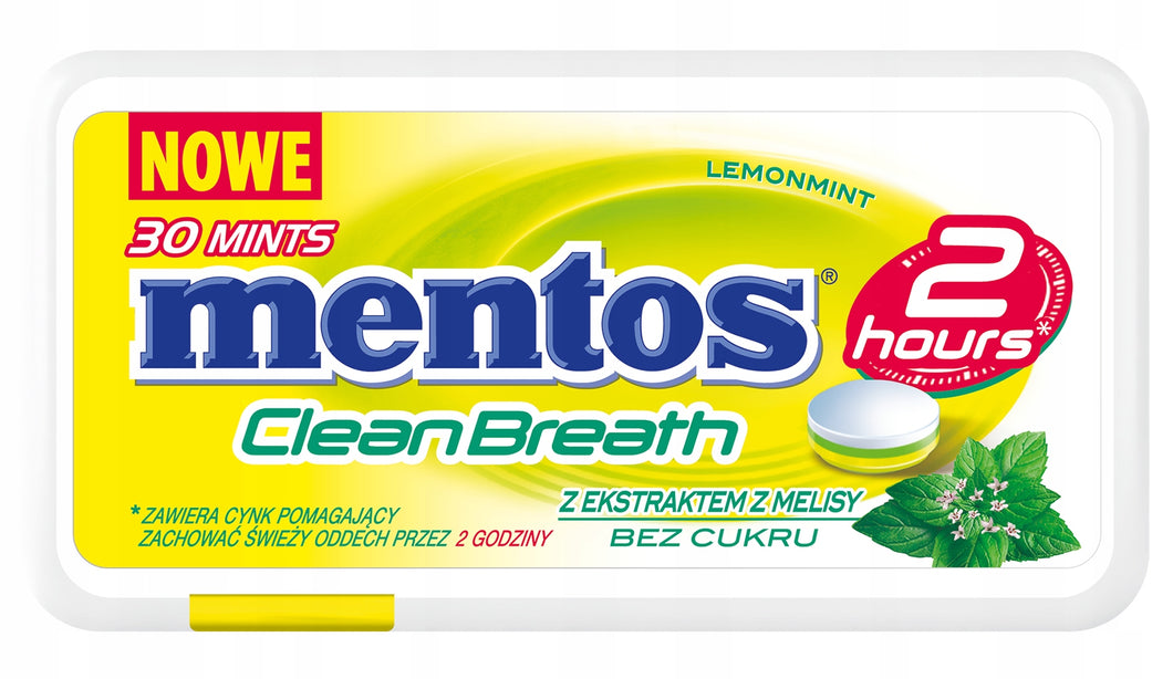Mentos Clean Breath  Draże O Smaku Melisy I Cytryny 21g