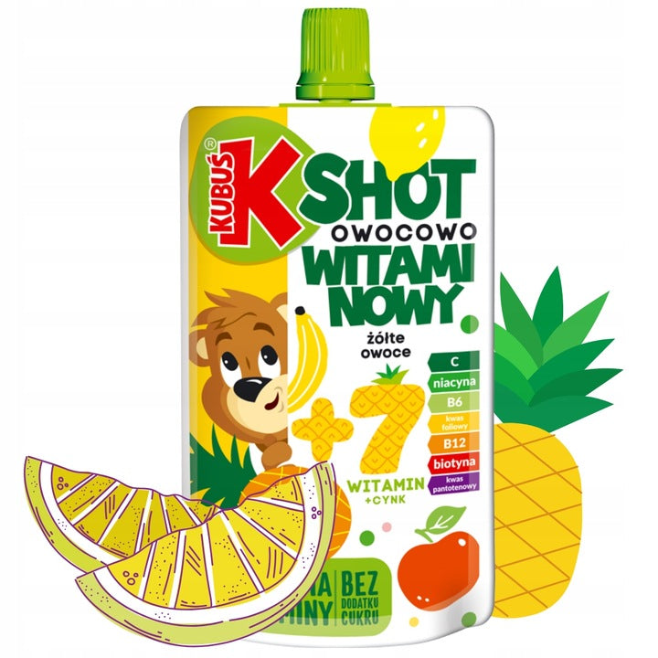 Kubuś Shot Owocowo-Witaminowy Mus Wieloowocowy 100 gt