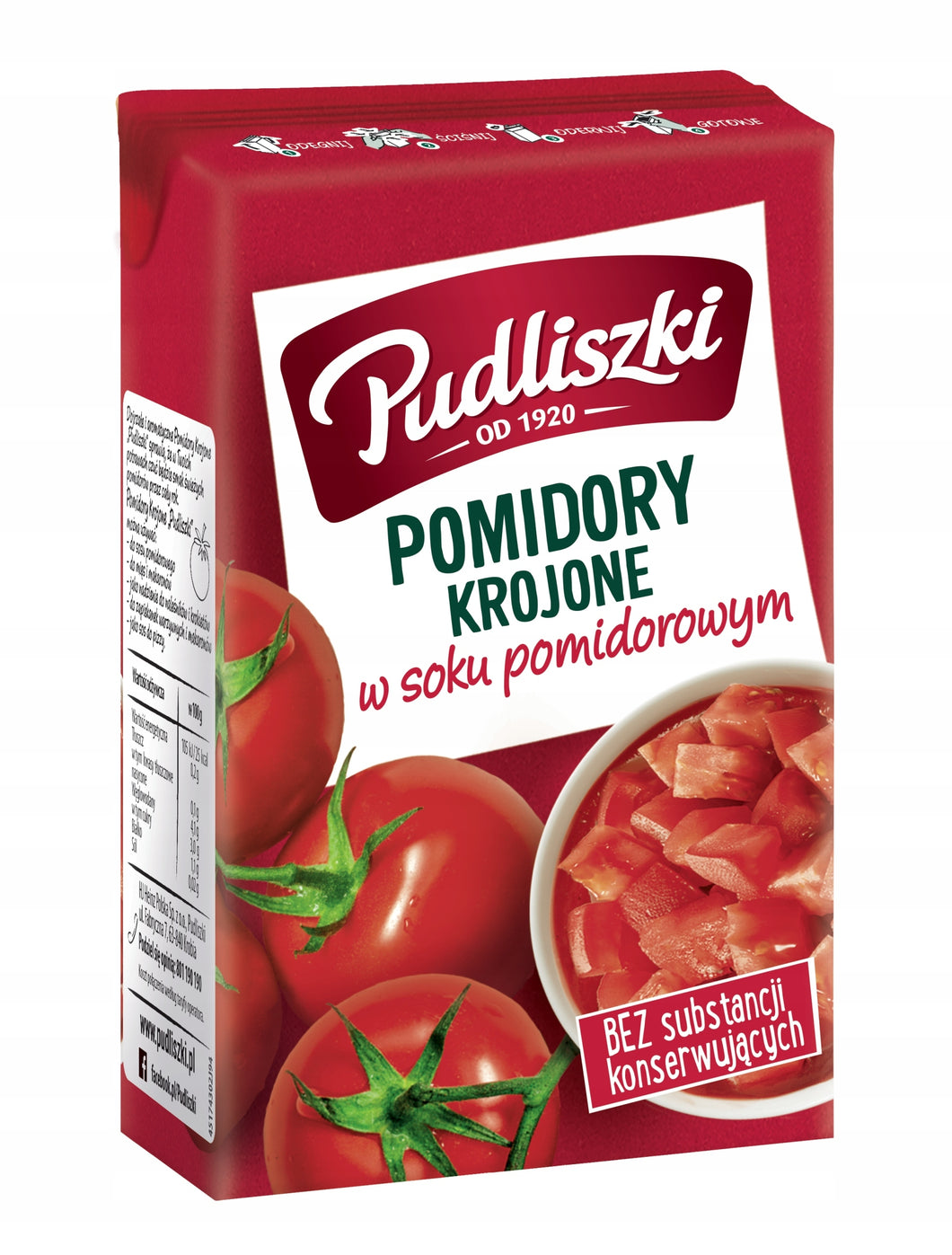 Pudliszki Pomidory Krojone W Soku Pomidorowym 390g
