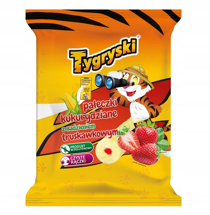Tygryski Pałeczki Kukurydziane Z Nadzieniem Truskawkowym 60g