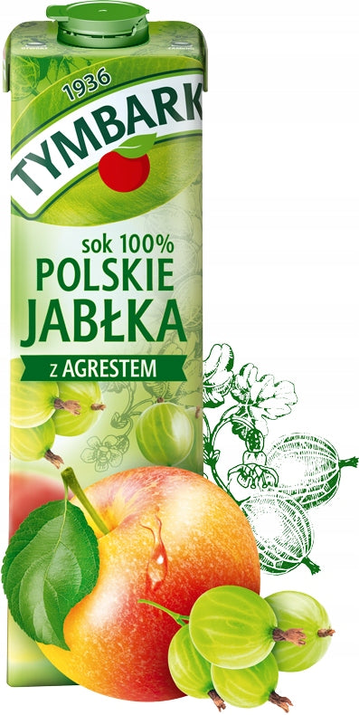 Tymbark Sok 100% Polskie Jabłka z Agrestem 1L