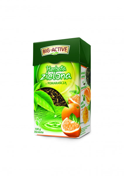 Big Active Zielona Herbata Liściasta Z Pomarańczą 100g