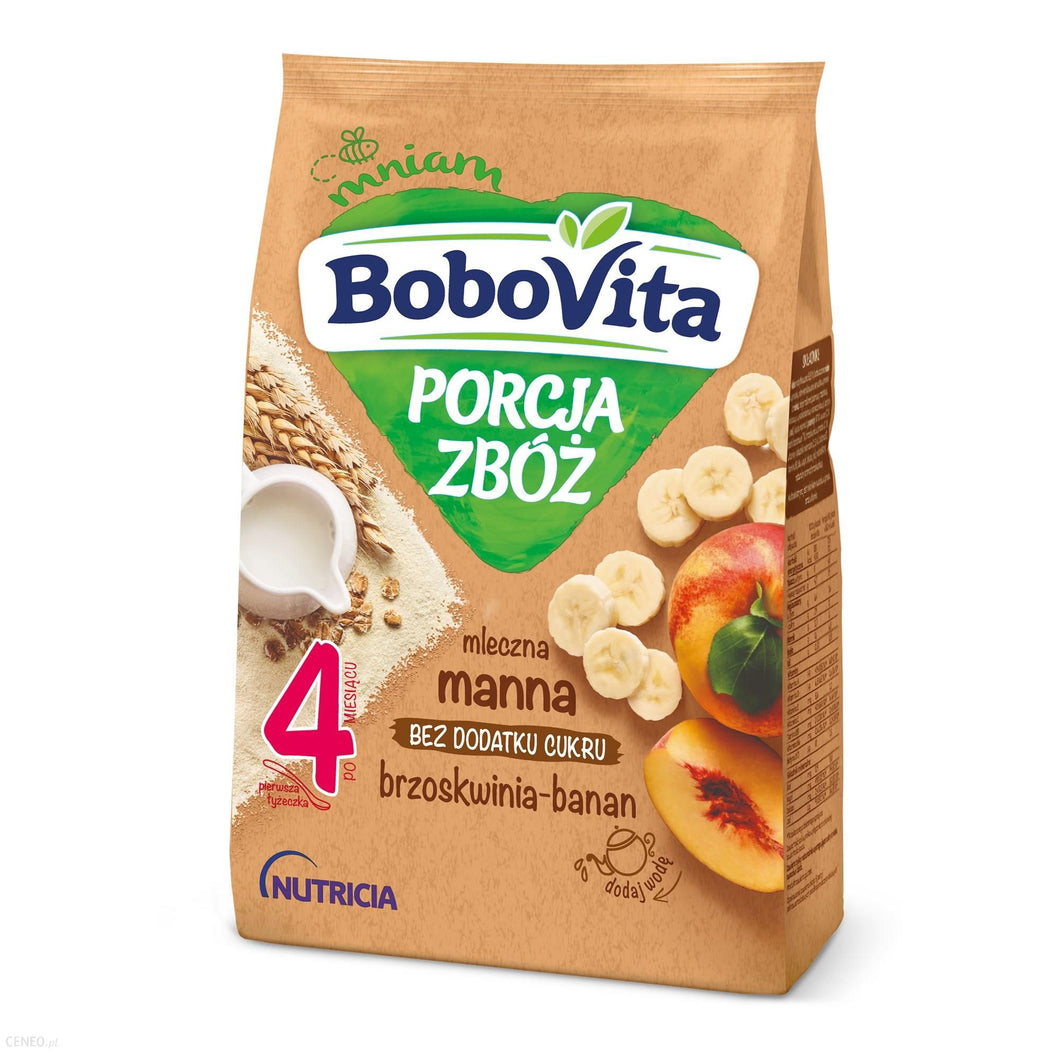 BoboVita Porcja Zbóż Kaszka Mleczna Manna Brzoskwiania Banan po 4 mies 210g