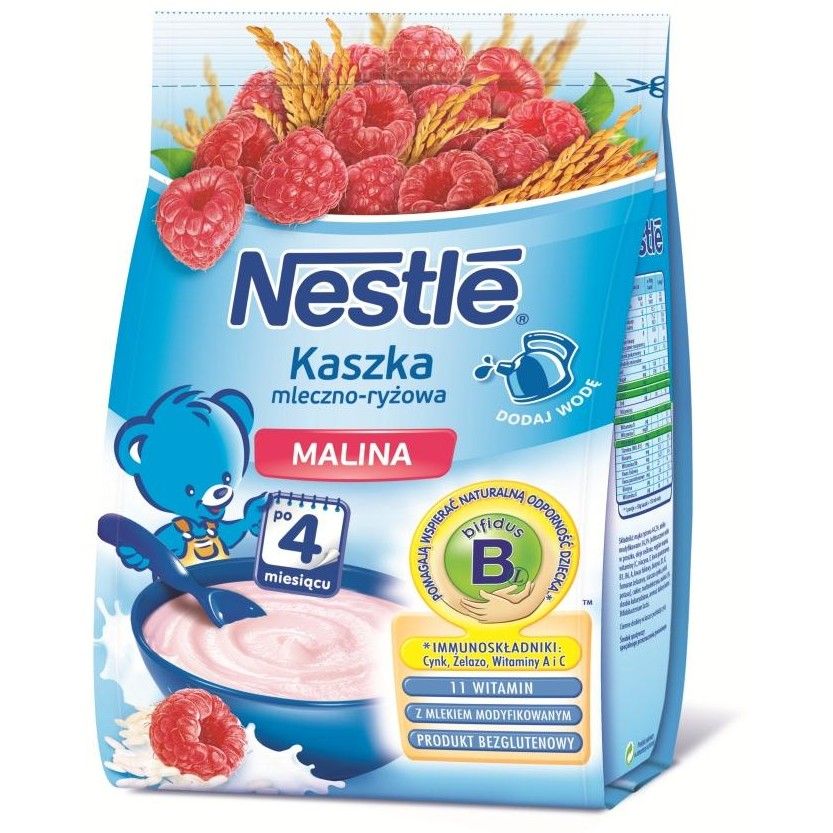 Nestle Kaszka Mleczno-Ryżowa Malina Po 4 Miesiącu 230g